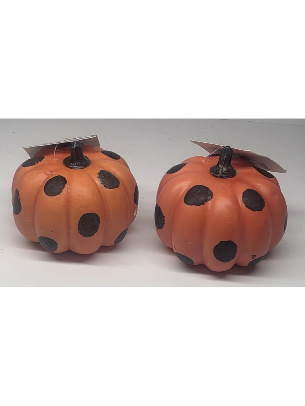 Foam Black dotted Pumpkins Fall Farmhouse Decor 2 Pack 4" Decoration
